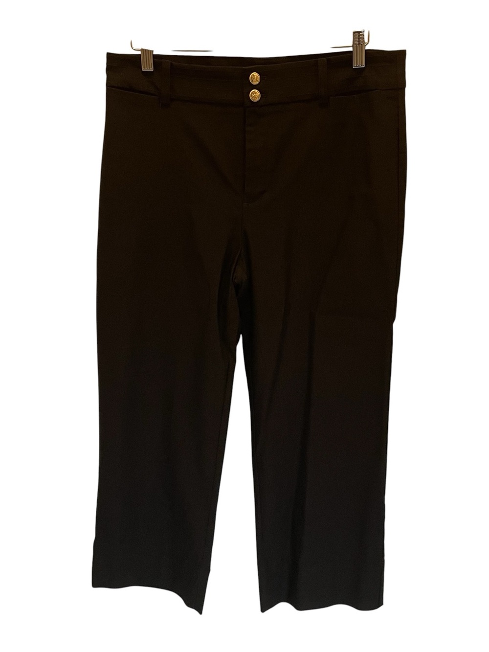 Chico's Trapunto Wide Leg Classic Cropped Pants with Gold Tone Buttons Size 10